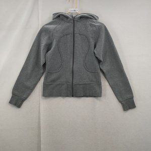 Lululemon Womens Gray Full Zip Pockets Scuba Activewear Hoodie Jacket Size 8